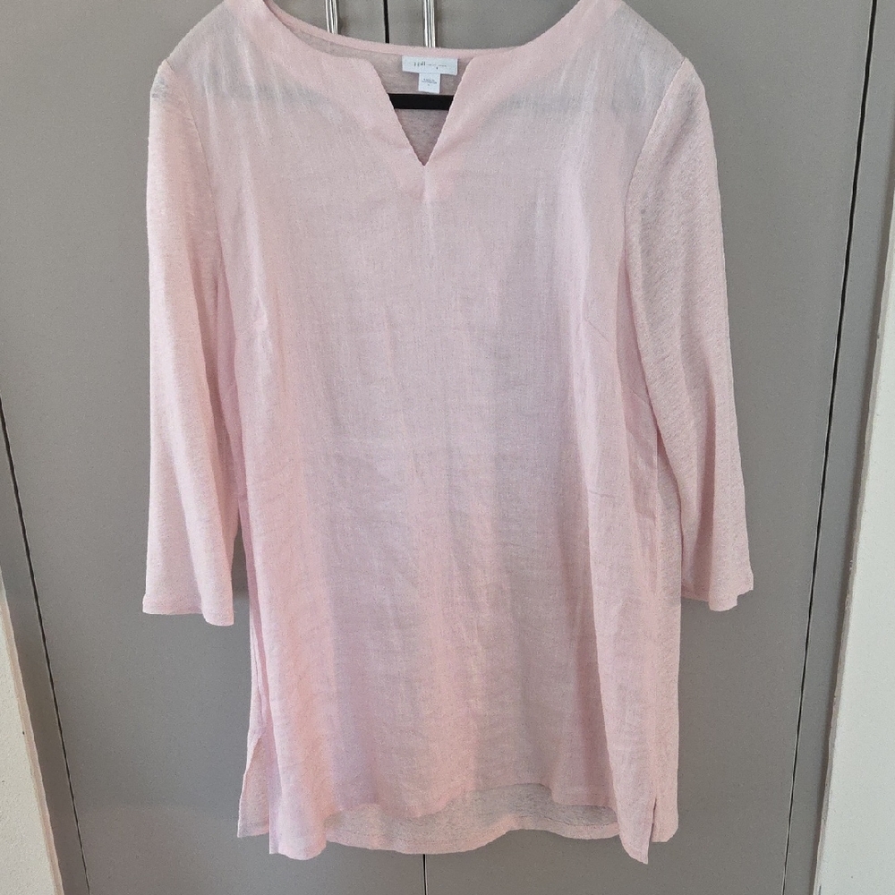 NWOT J.jill Light Pink Split-Neck Linen Tunic
